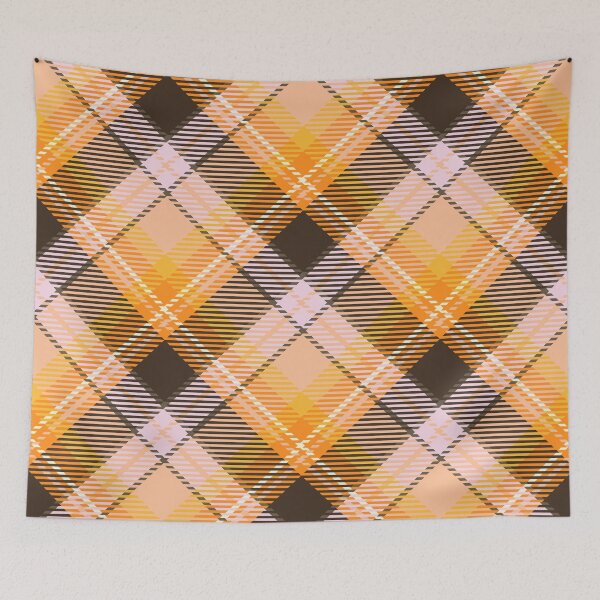Aperçu de l'œuvre Vintage 70'S plaid nude yellow orange brown background créée et vendue par UnaWu533.