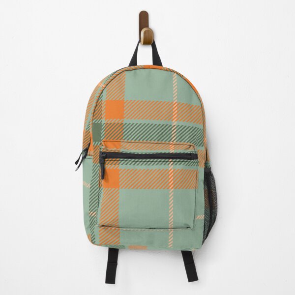 Item preview, Vintage 70'S plaid light green orange olive khaki background designed and sold by UnaWu533.