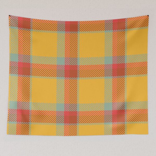 Item preview, Vintage 70'S plaid yellow light green coral brown background designed and sold by UnaWu533.