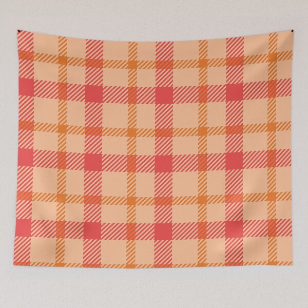 Item preview, Vintage 70'S plaid khaki coral orange background designed and sold by UnaWu533.
