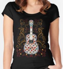 Sugar Skull Guitar T-shirt Women's Fitted Scoop T-Shirt