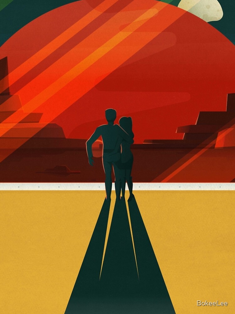 Mars-Tourismus-Plakat für Phobos und Deimos von BokeeLee