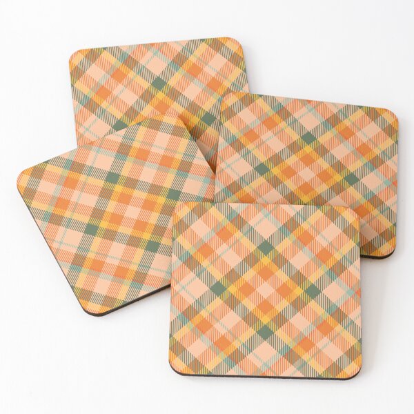 Item preview, Vintage 70'S plaid khaki orange olive light green background designed and sold by UnaWu533.