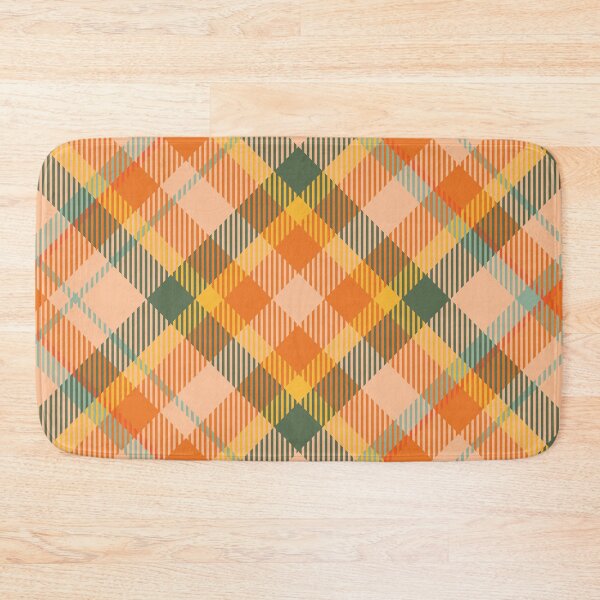 Item preview, Vintage 70'S plaid khaki orange olive light green background designed and sold by UnaWu533.