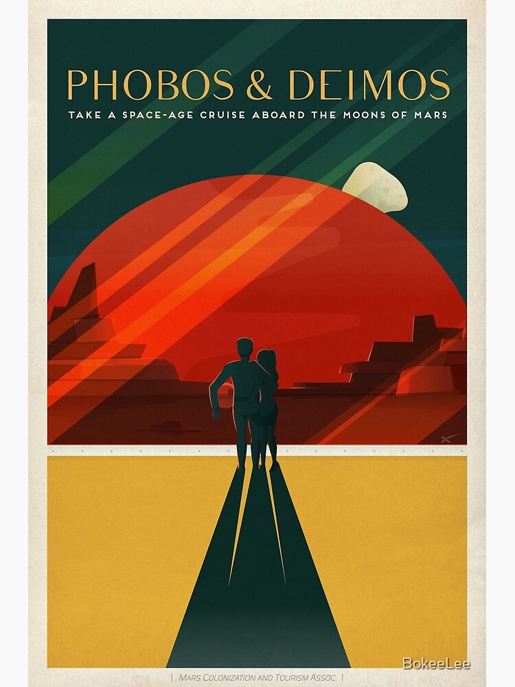 Mars-Tourismus-Plakat für Phobos und Deimos von BokeeLee