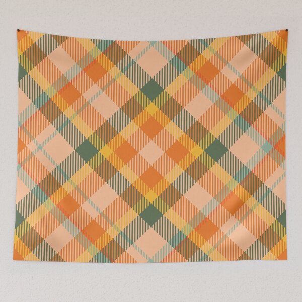 Item preview, Vintage 70'S plaid khaki orange olive light green background designed and sold by UnaWu533.