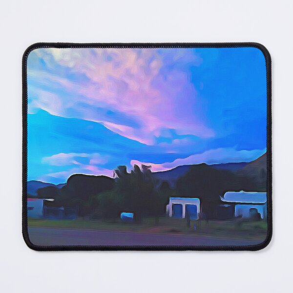 Item preview, A Hiker and nature lovers paradise. Beautiful Sunset with Clouds, Blue skies and a hint of pink above a Mountain Painting designed and sold by Reubens-Art.