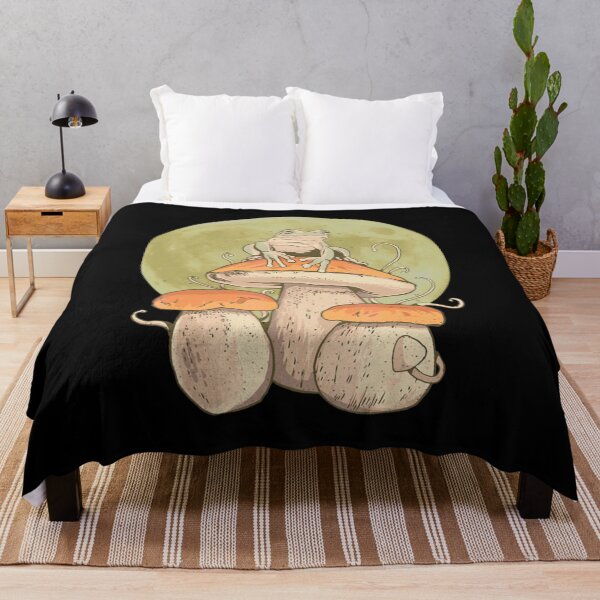 Item preview, Magical cottage core frog sitting on mushrooms with a full moon. designed and sold by MeetMatilda.