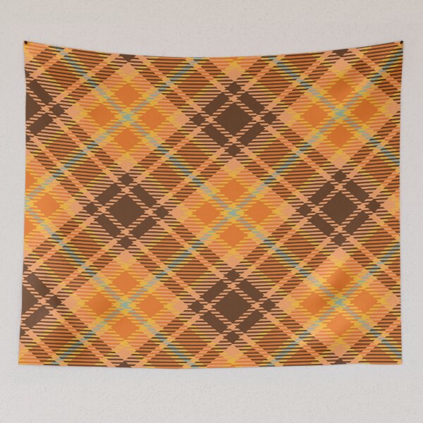 Item preview, Vintage 70'S plaid orange brown nude light green background designed and sold by UnaWu533.