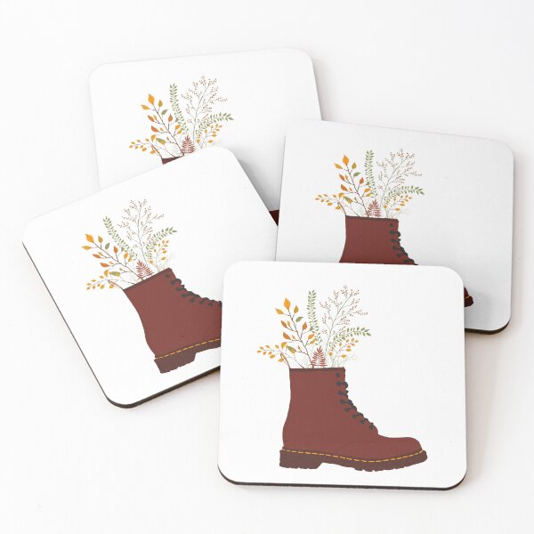 Item preview, Dark red Doc Martens with leaves designed and sold by Hinke van Gorsel.