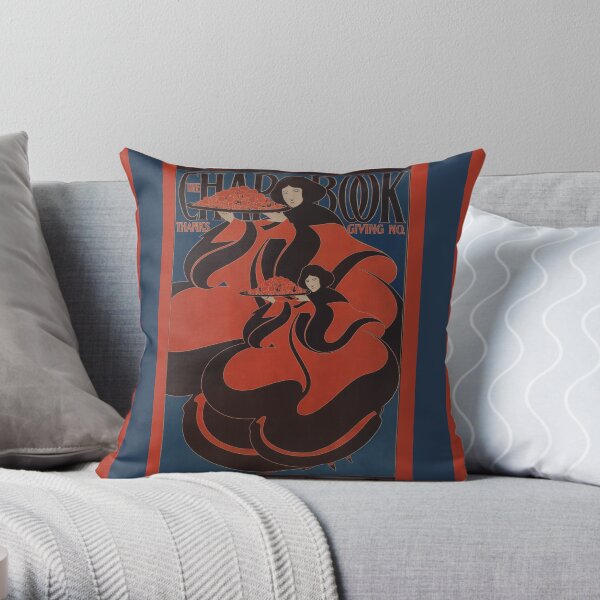 Art Nouveau Throw Pillow from magazine cover 1896 Throw Pillow