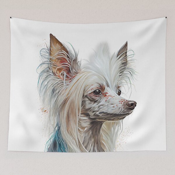 Artikelvorschau, Watercolor Painting of Chinese Crested Small Dog Breed entworfen und verkauft von Nalaxation.