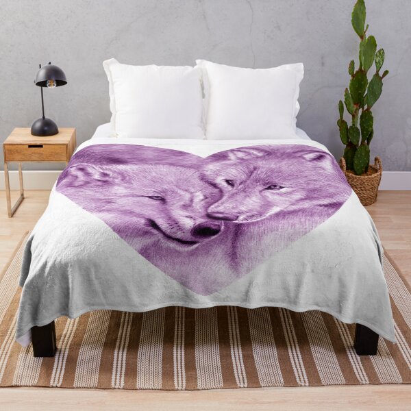 Item preview, Hug 2 wolves, heart shape - purple colorized version designed and sold by SylvieG18.