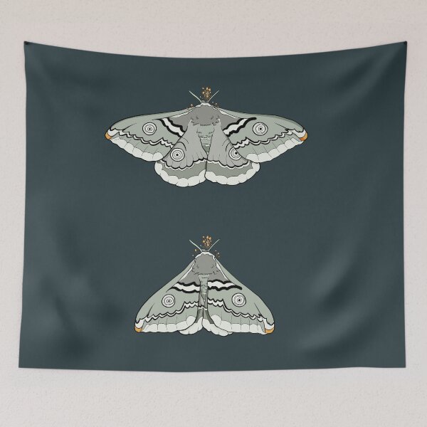 Item preview, Double Emperor moth infected with cordyceps (green  / orange) designed and sold by goatgeneration.
