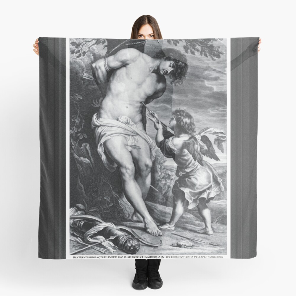 St. Sebastian by Paulus Pontius Remastered Xzendor7 Classical Art Old Masters Reproductions Women's Scarf
