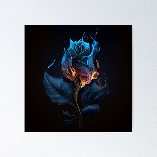 Item preview, Flaming Blue Rose designed and sold by PipikaArt.