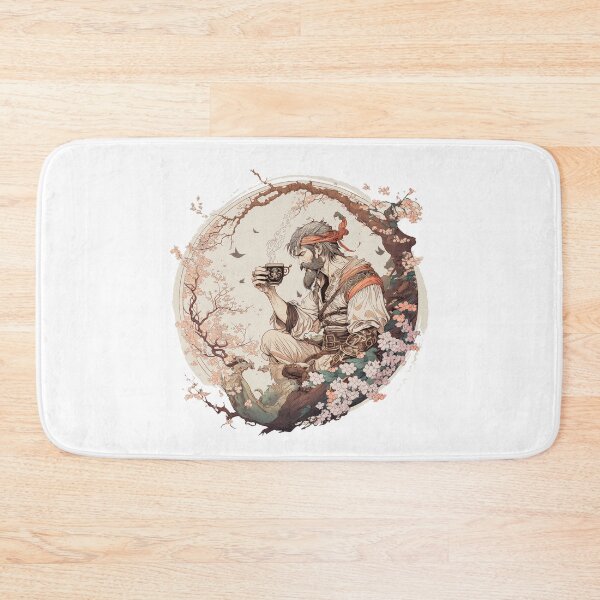 Item preview, Detailed Illustration Of Pirate Drinking Coffee Under A Sakura Tree designed and sold by HappyPrompt.