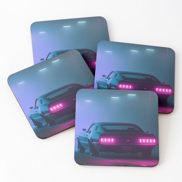 Aperçu de l'œuvre Ford Mustang Retrowave créée et vendue par 99Posters.