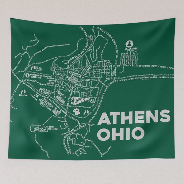 Item preview, Athens Ohio Map  designed and sold by fiberandgloss.