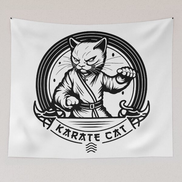 Item preview, Karate Cat illustration designed and sold by Gerald Waters.
