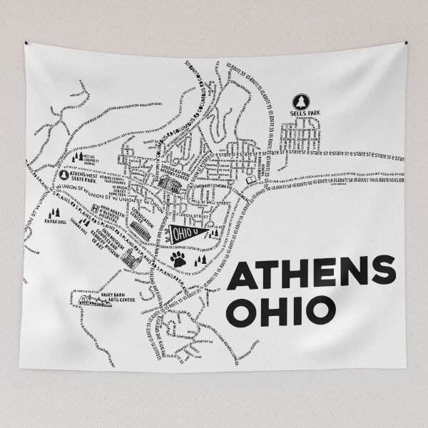 Item preview, Athens Ohio Map Art designed and sold by fiberandgloss.
