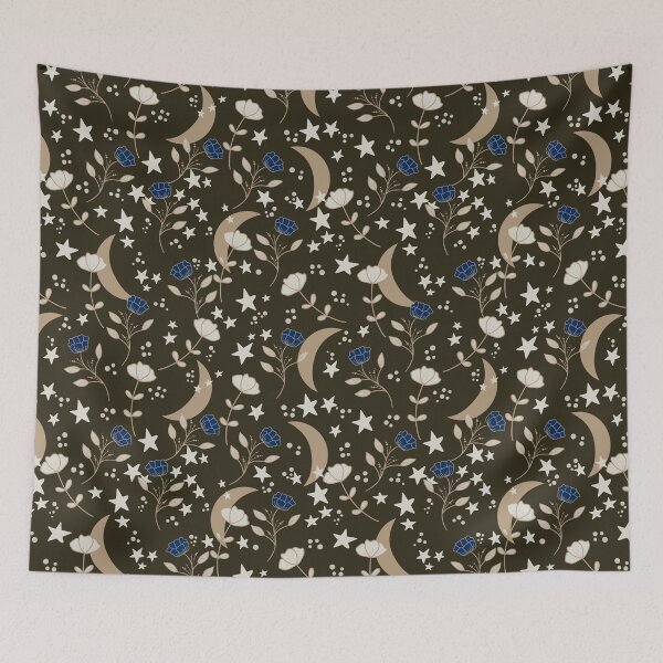 Item preview, Boho Celestial Moon Flowers designed and sold by ChantalDesign.