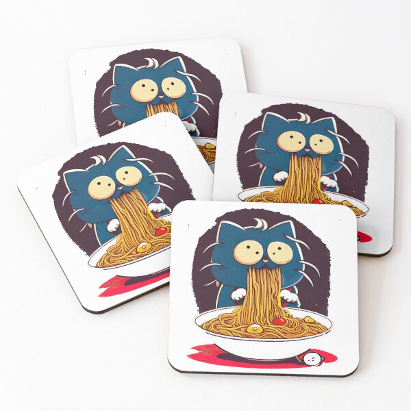 Item preview, Cat eating Spaghetti Ramen Anime designed and sold by artofmestore.