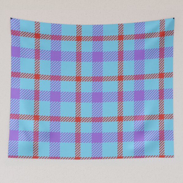 Aperçu de l'œuvre Vintage high saturation color plaid blue red purple background créée et vendue par UnaWu533.