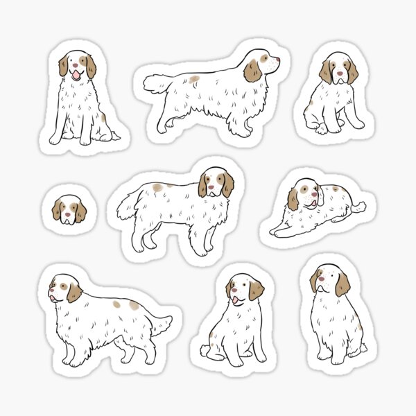 Artikel-Vorschau von Niedliches Illustrationspaket für Clumber Spaniel-Hunde in Zitronen- und Weißtönen, designt und verkauft von Yarafantasyart.