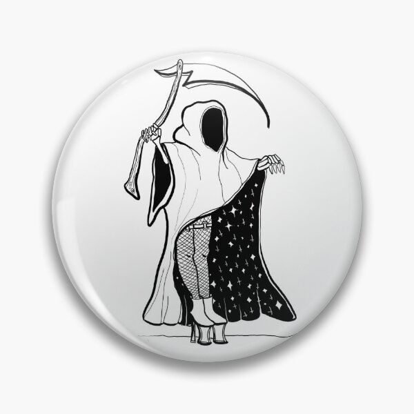 Item preview, Grim reaper in fishnets and stripper heels doodle sketch designed and sold by Laura Ioana V.