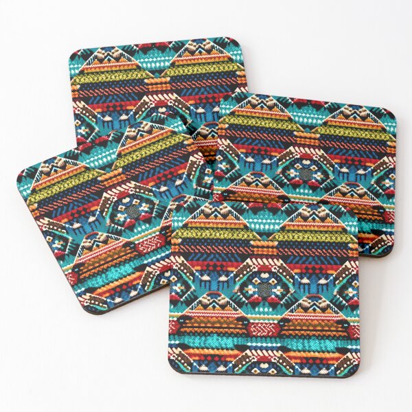 Item preview, Another American Ethno Jacquard, textile, traditional, cultural, ethnic, design, decoration, style, weaving, indigenous, craftsmanship, heritage, history, color, motif designed and sold by FewCaratArt.