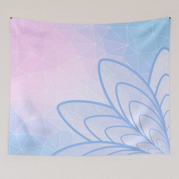 Item preview, Flower on Pastel Pink and Blue Geometric Pattern designed and sold by oursunnycdays.