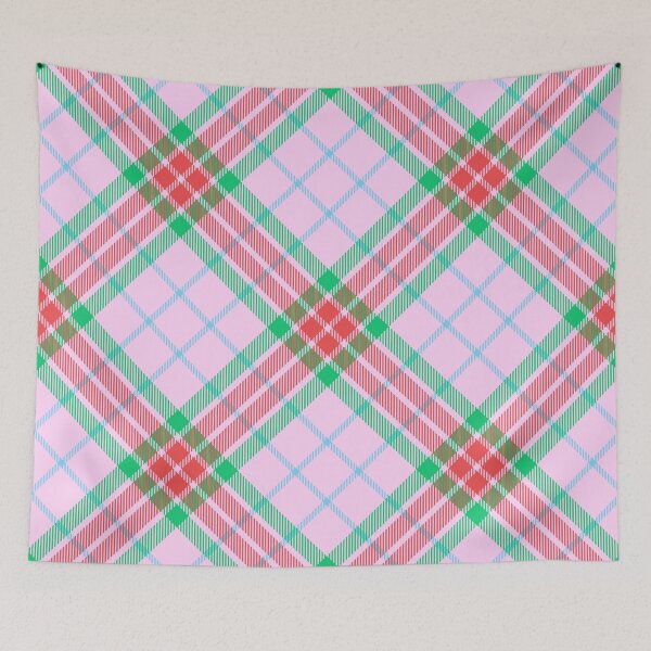 Aperçu de l'œuvre Vintage high saturation color plaid pink green red blue background créée et vendue par UnaWu533.