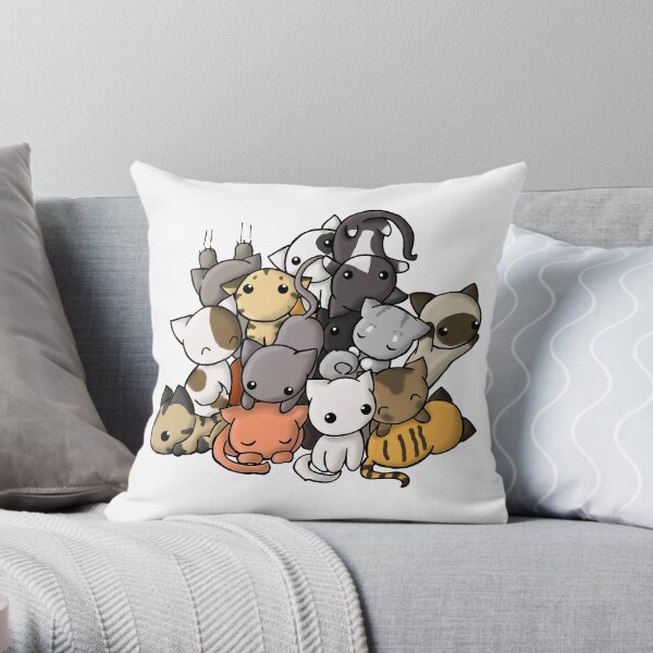 Pile of Kitties Throw Pillow
