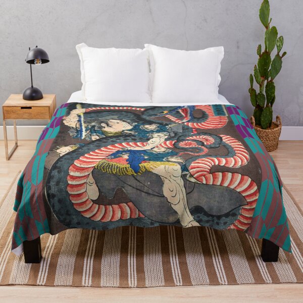 Item preview, JAPANESE WARRIOR COMBATTING WITH A GIANT PYTHON designed and sold by BulganLumini.