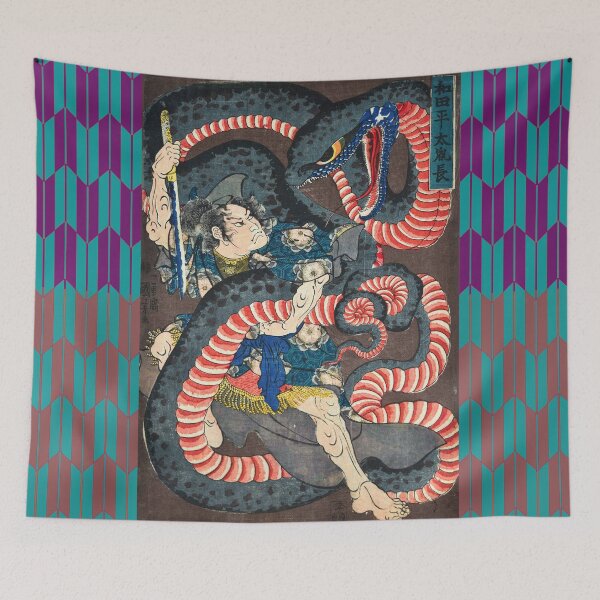 Item preview, JAPANESE WARRIOR COMBATTING WITH A GIANT PYTHON  designed and sold by BulganLumini.