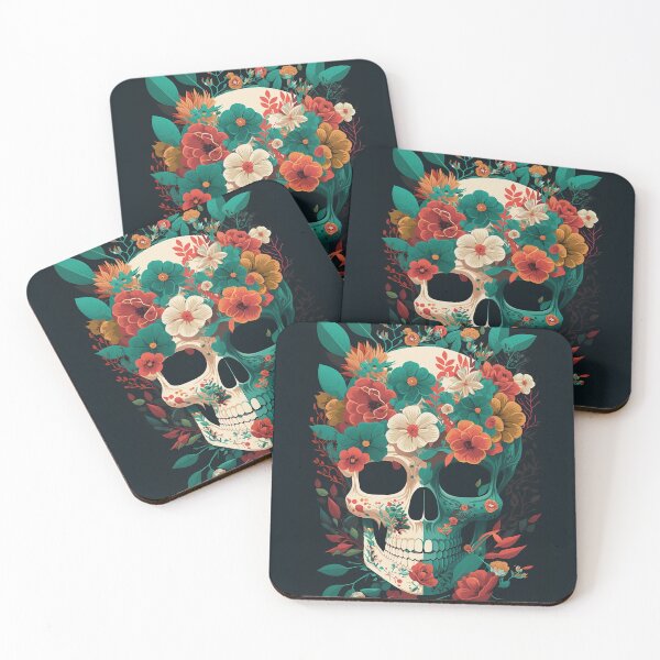 Item preview, Flower Skull cartoon art design skeleton designed and sold by One Piece Bounty Poster.
