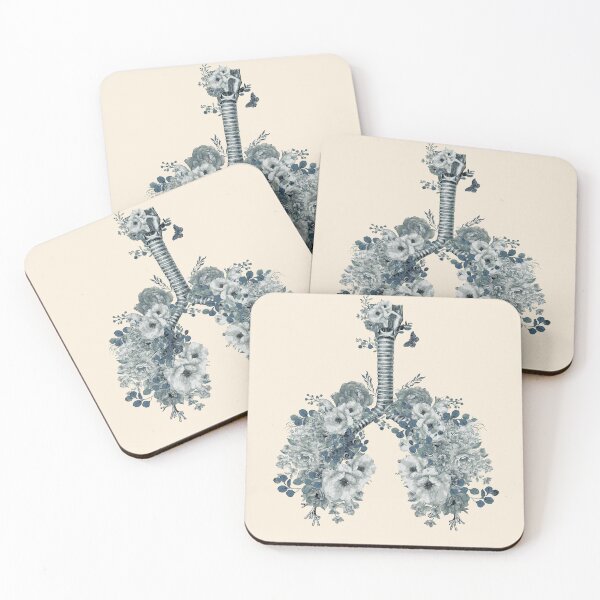 Item preview, Roses and flowers growing on the lungs, important to breathe, blue, navy, lungs cancer, respiratory therapist designed and sold by Collagedream.