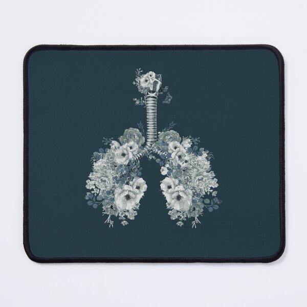 Item preview, Roses and flowers growing on the lungs, important to breathe, blue, navy, lungs cancer, respiratory therapist designed and sold by Collagedream.