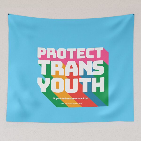 Item preview, PMD00343 Progressive Movement Designs Protect Trans Youth Kids anti bullying message for LGBTQ progressives or ally designed and sold by ProgressiveLeft.