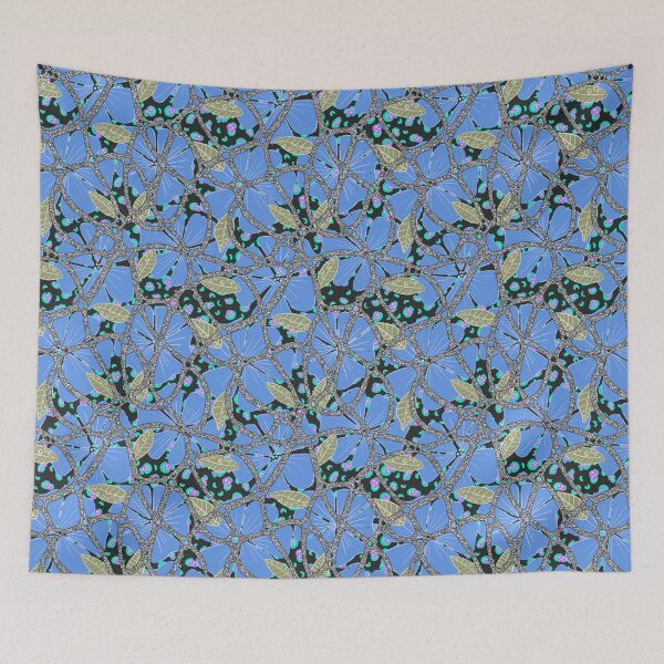 Item preview, Blue Y2K Madness Extreme Floral on Black designed and sold by dKarthdesign.