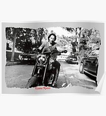 Keanu Reeves on Bike – Black and White Poster