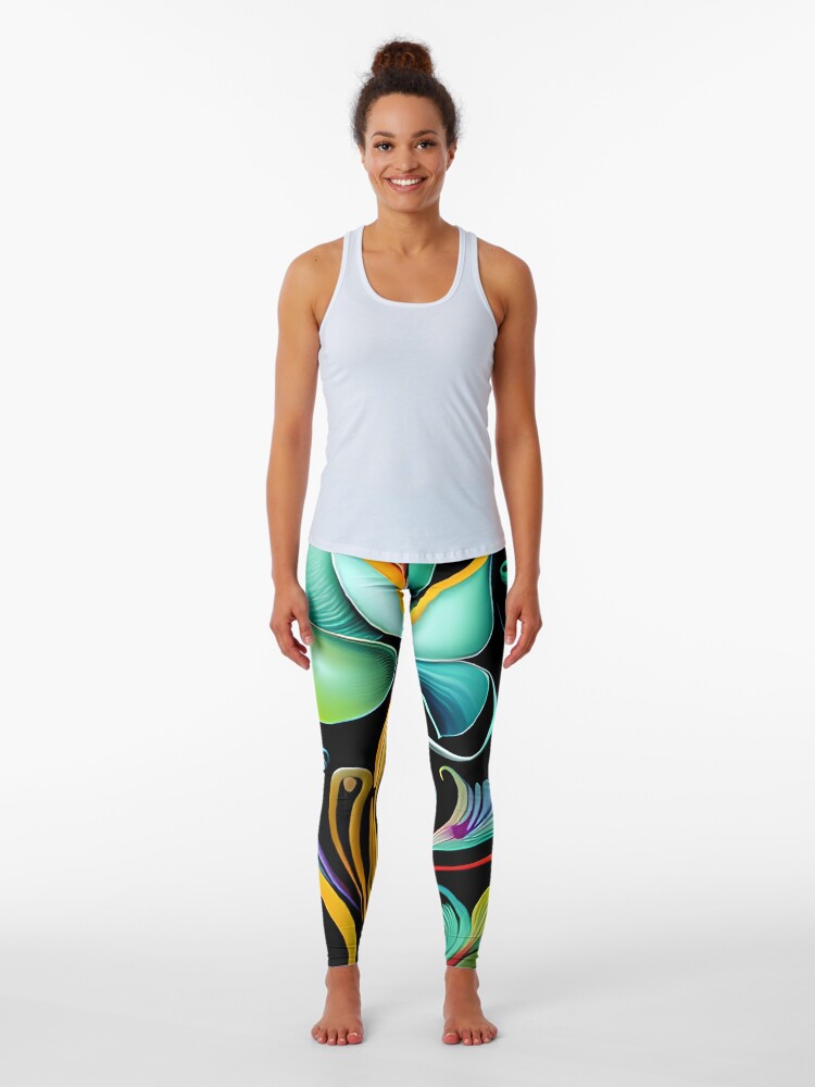 Vivid abstract turquoise flower Leggings for Sale by FGCART