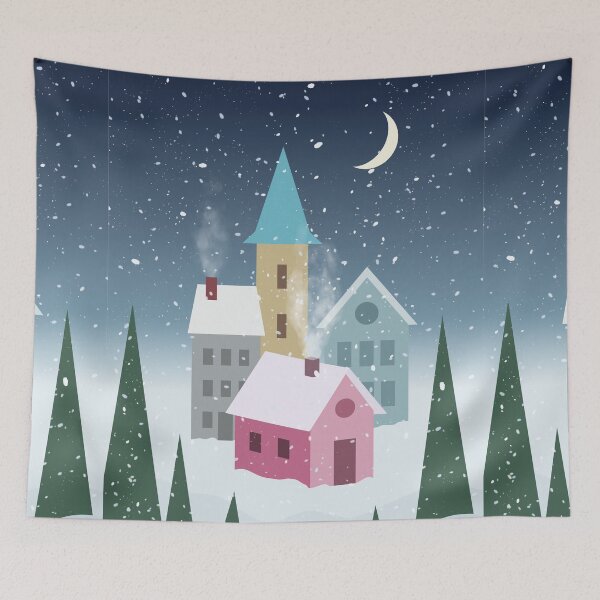 Item preview, Winter Village - Digital Illustration designed and sold by Pattokarts.