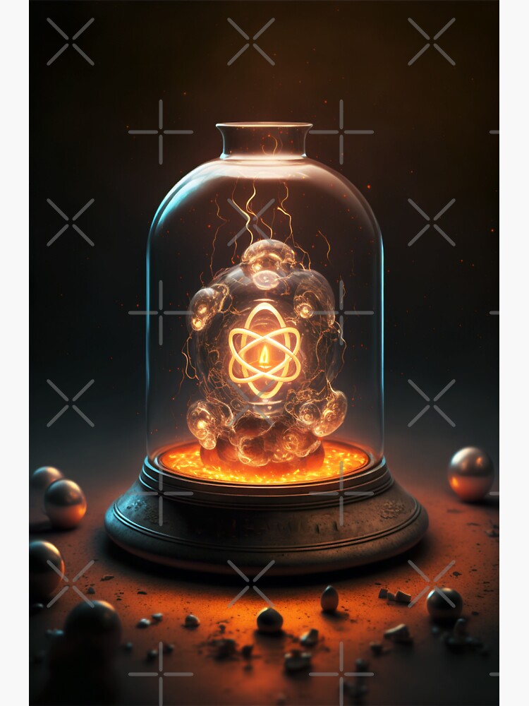 Thumbnail 3 of 3, Sticker, Atomic lamp designed and sold by AI-nspiration.