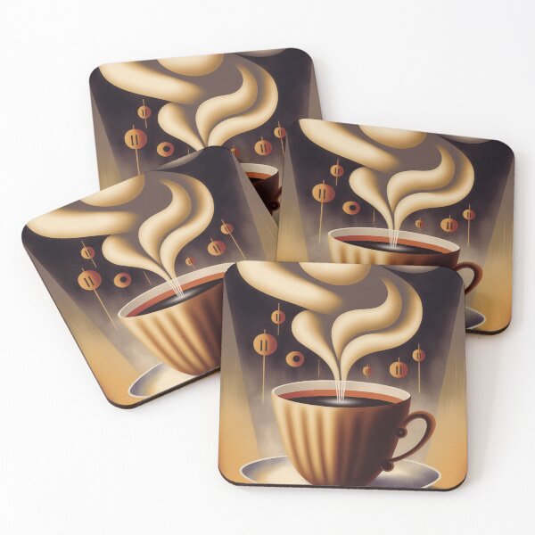 Item preview, Art deco steaming cup of coffee 3 designed and sold by artefacta.