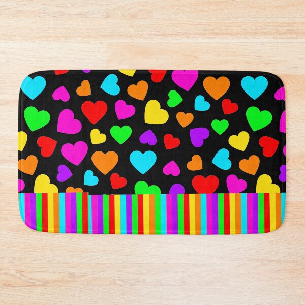 Item preview, Rainbow Hearts and Stripes Bright Colors on Black  designed and sold by funnytshirtemp.