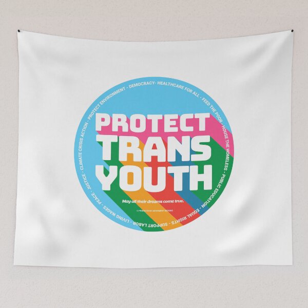 Item preview, PMD00350 Progressive Movement Designs Protect Trans Youth Kids anti bullying message for LGBTQ progressives or ally designed and sold by ProgressiveLeft.
