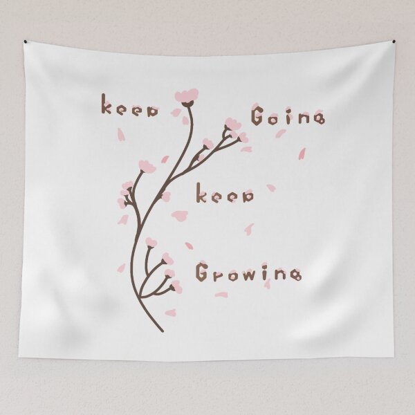 Item preview, Keep going keep growing cherry blossom petals cute art aesthetic quotes  designed and sold by Loveartse.