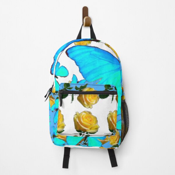 Item preview, NEON BUTTERFLIES YELLOW ROSES BLUE-WHITE ART designed and sold by sharlesart.
